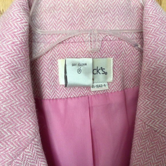 Chadwick's - Pink & White Herringbone Wool Blend Blazer - Picture 15 of 15